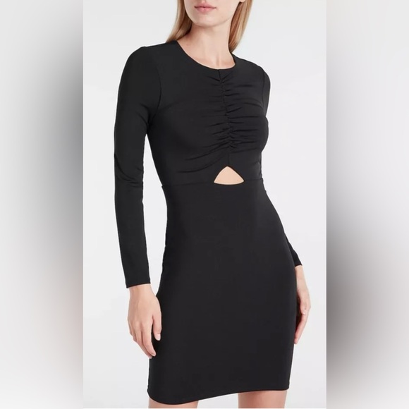 Express Dresses & Skirts - Express NEW EXPRESS Body Contour Long Sleeve Cutout Mini Dress, Black XSmall